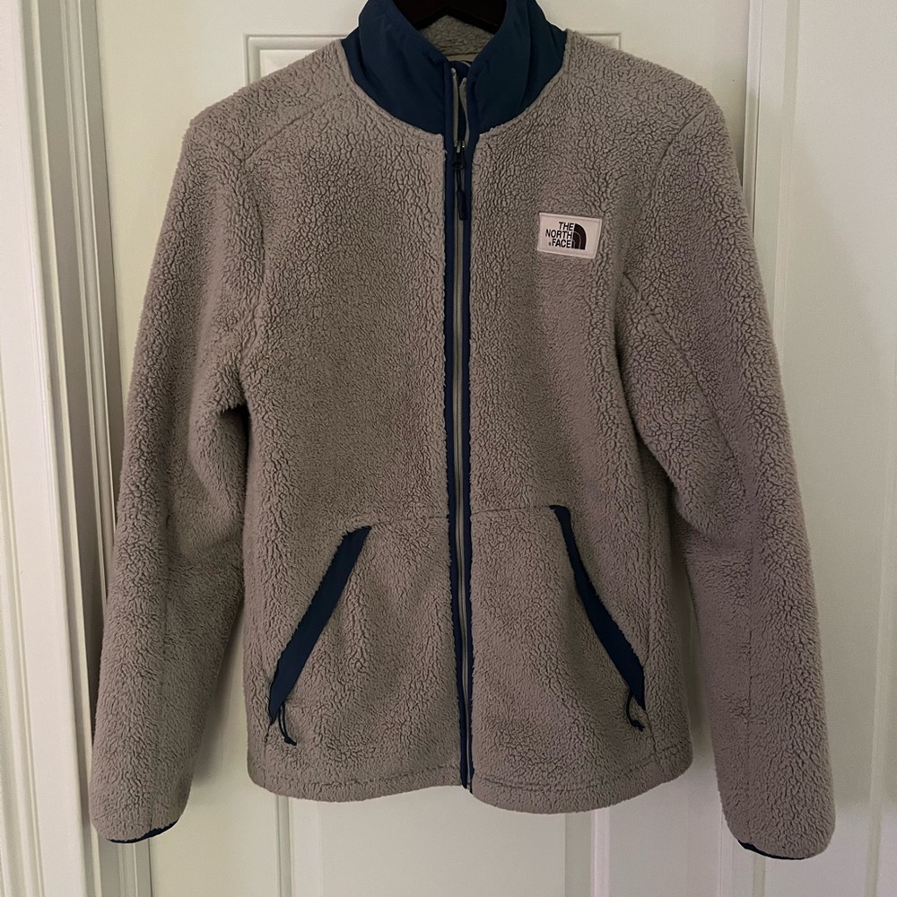 The North Face Gray and Blue Fleece Jacket Ladies Small